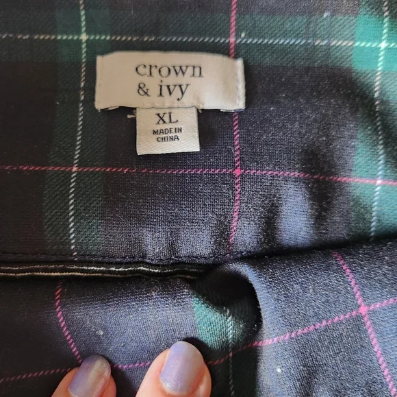 Crown & Ivy Green and Blue Tartan Trousers - Picture 3 of 3